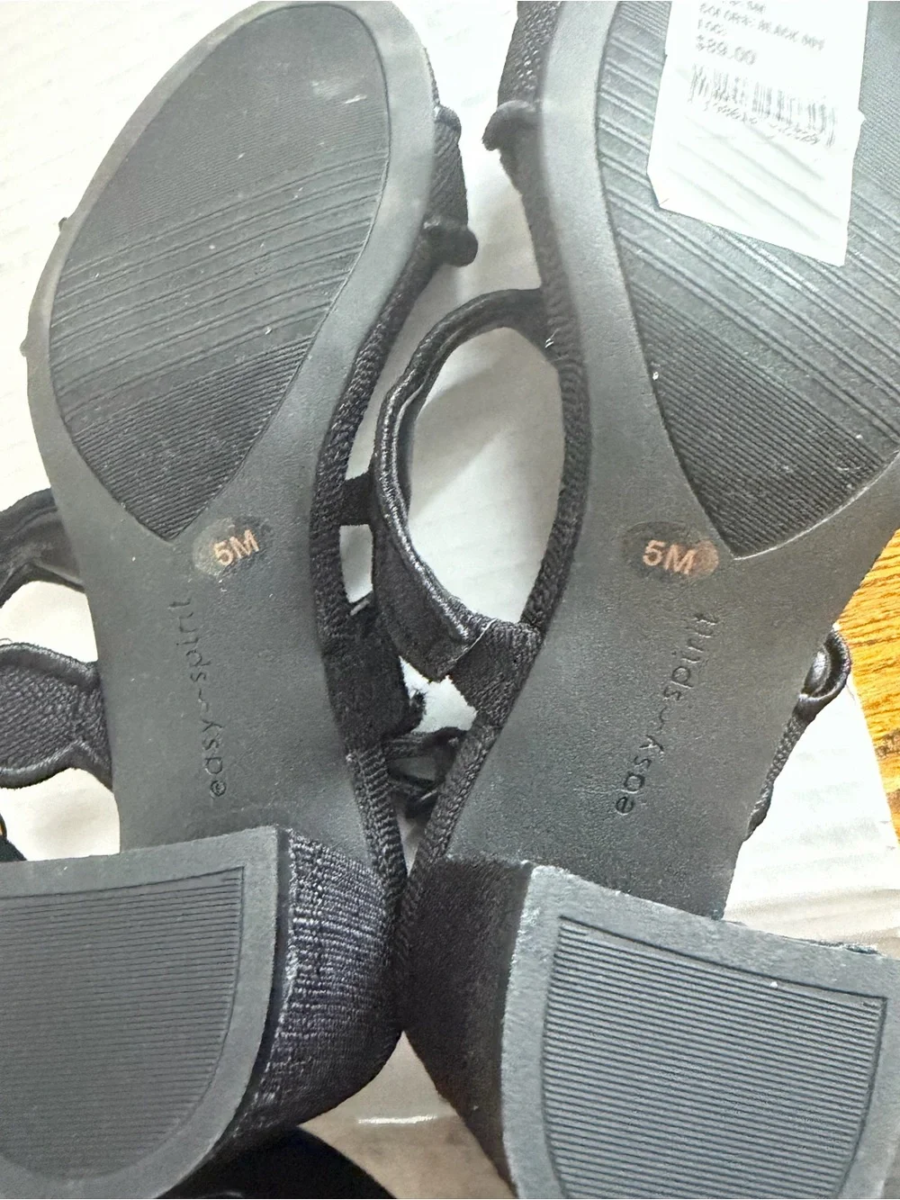 Easy Spirit Women's Daana Block Heels Slingback Sandals Black Shoes Size 5